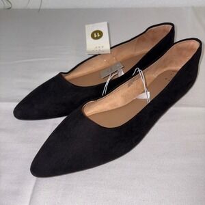 A New Day Corinna Black faux Suede Pointed Toe Flats Size 11 Memory Foam